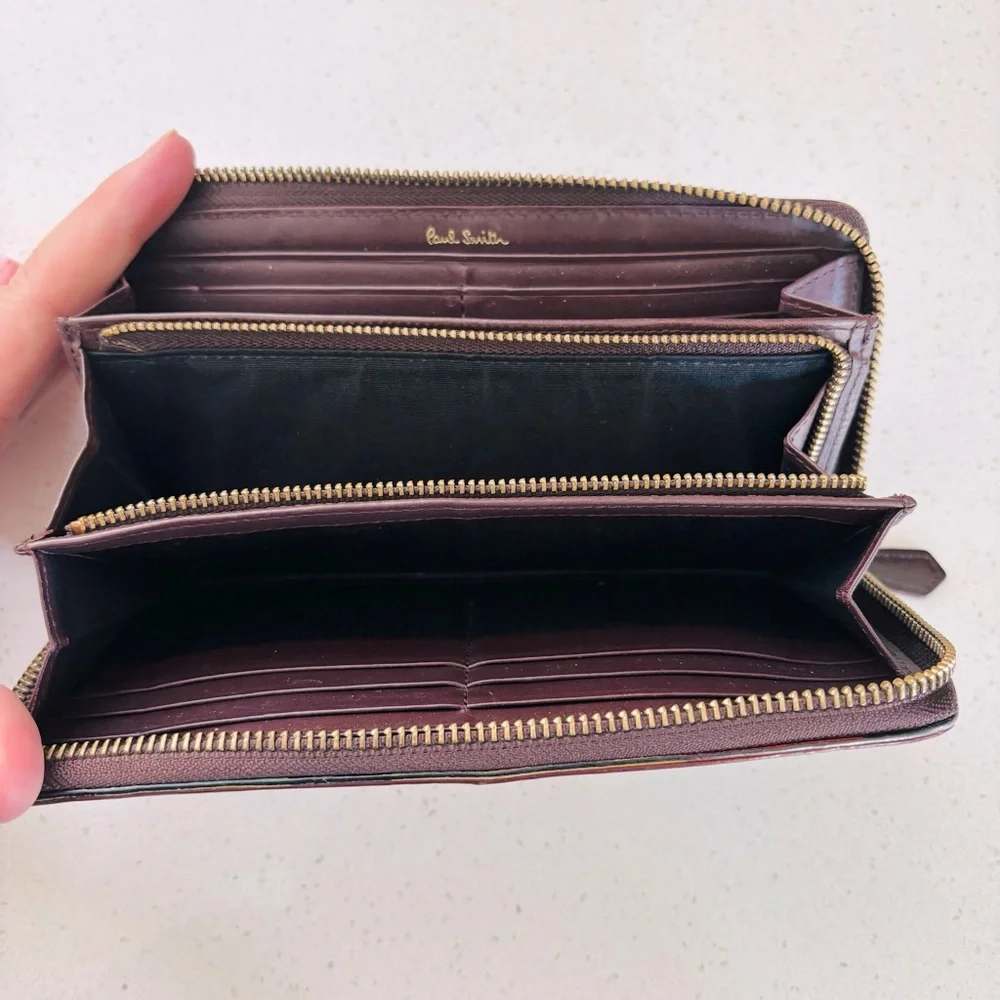 Paul Smith Authentic Leather long wallet‎ artist stripe wine red Men’s